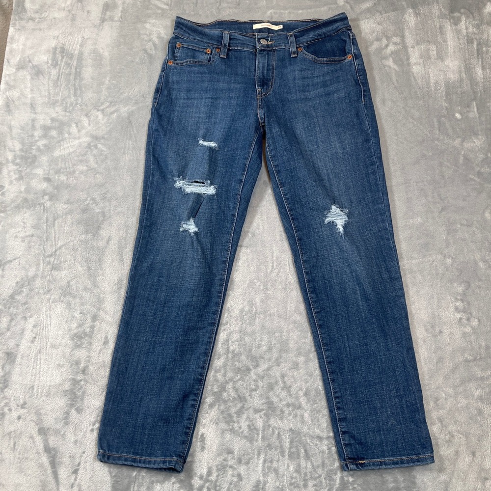 Levis Jeans Size 27 Boyfriend Distressed Medium Wash Straight Leg W27 L27